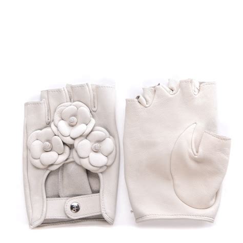 chanel gloves white|Chanel fingerless leather gloves.